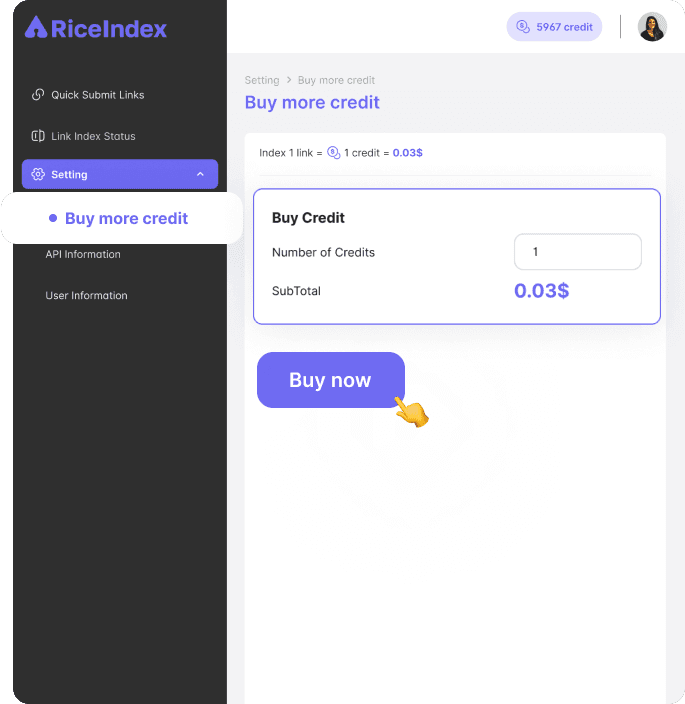 Buy credits to index links